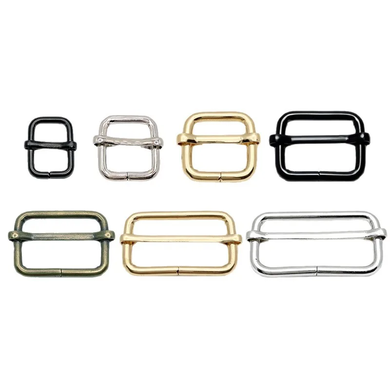 12-50mm Metal Slides Tri-glides Wire-formed Roller Pin Buckles Strap Slider Adjuster for Bags Garment Leather Accessories