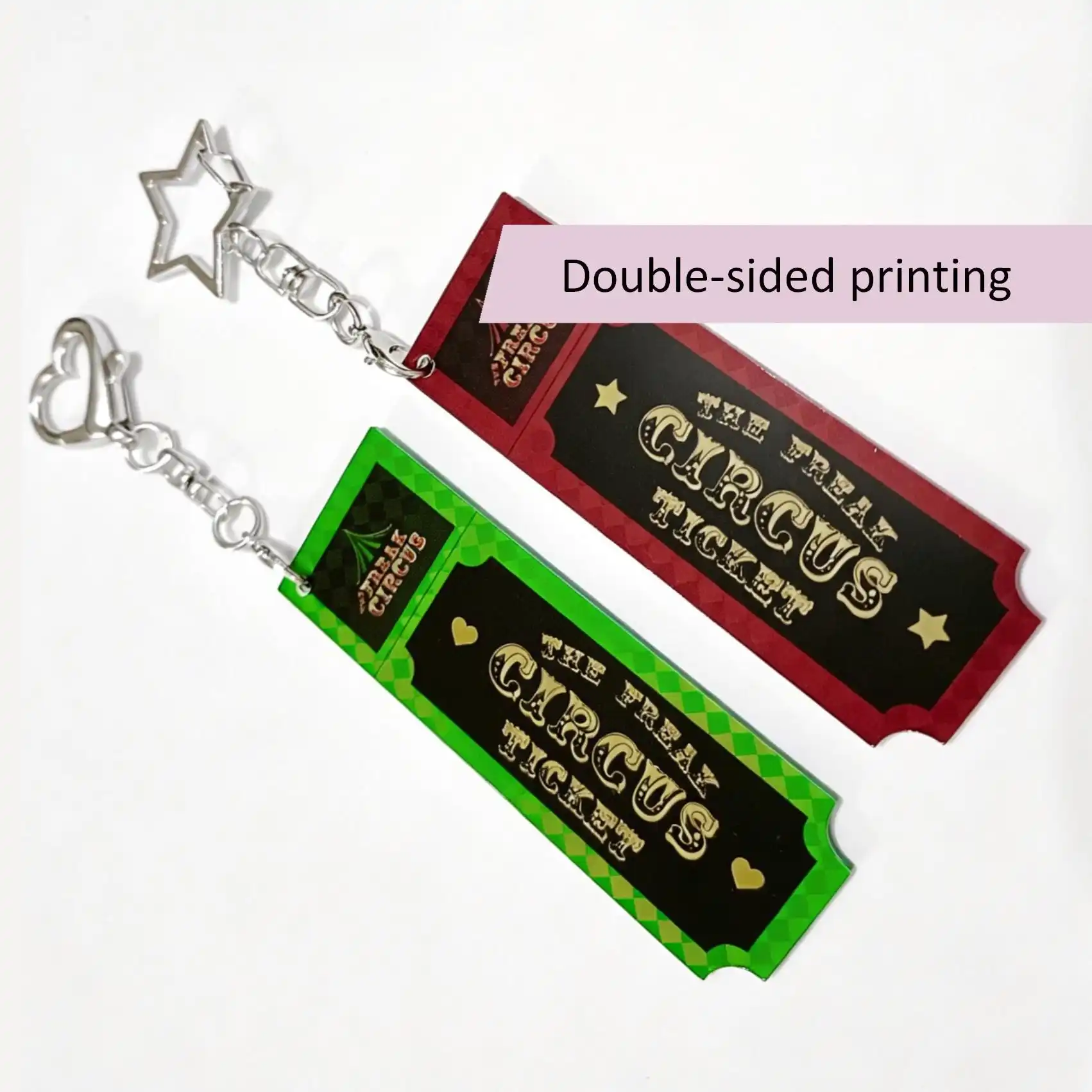 RED GREEN TICKET Keychain Phone Charm Acrylic handmade Cute
