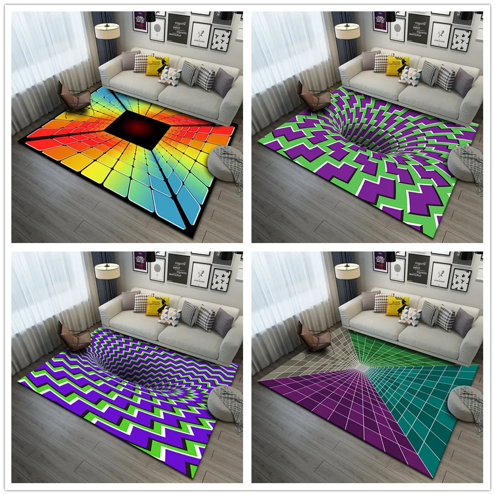 

3D Vision Vertigo Carpets for Living Room bedroom Rug Coffee Table Floor Mat Color three-dimensional lattice Carpet dropshopping