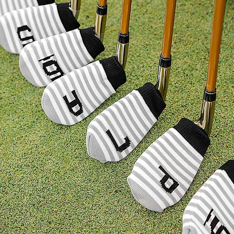 Knitted Socks Shape Golf Iron Head Covers 10Pcs Golf Club Head Covers Club Protector Headcovers With Number Tag Golf Accessories