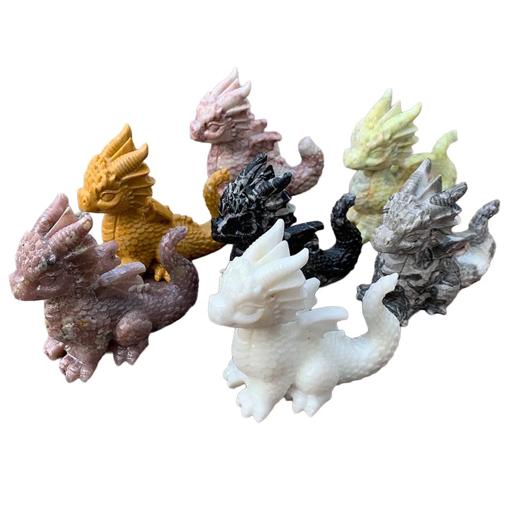 Custom Jade Winged Dragon Figurine, 10cm - Gemstone Mythical Dragon Statue Tabletop Decor for Healing and Spiritual Protection