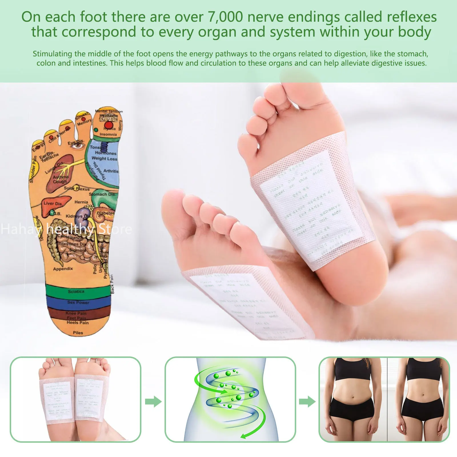 10 PCS Ginger Foot Pads Bamboo Foot Care For Healthy Body Feet Sheet Relieve Stress Improve Sleep Reducing Dysmenorrhea