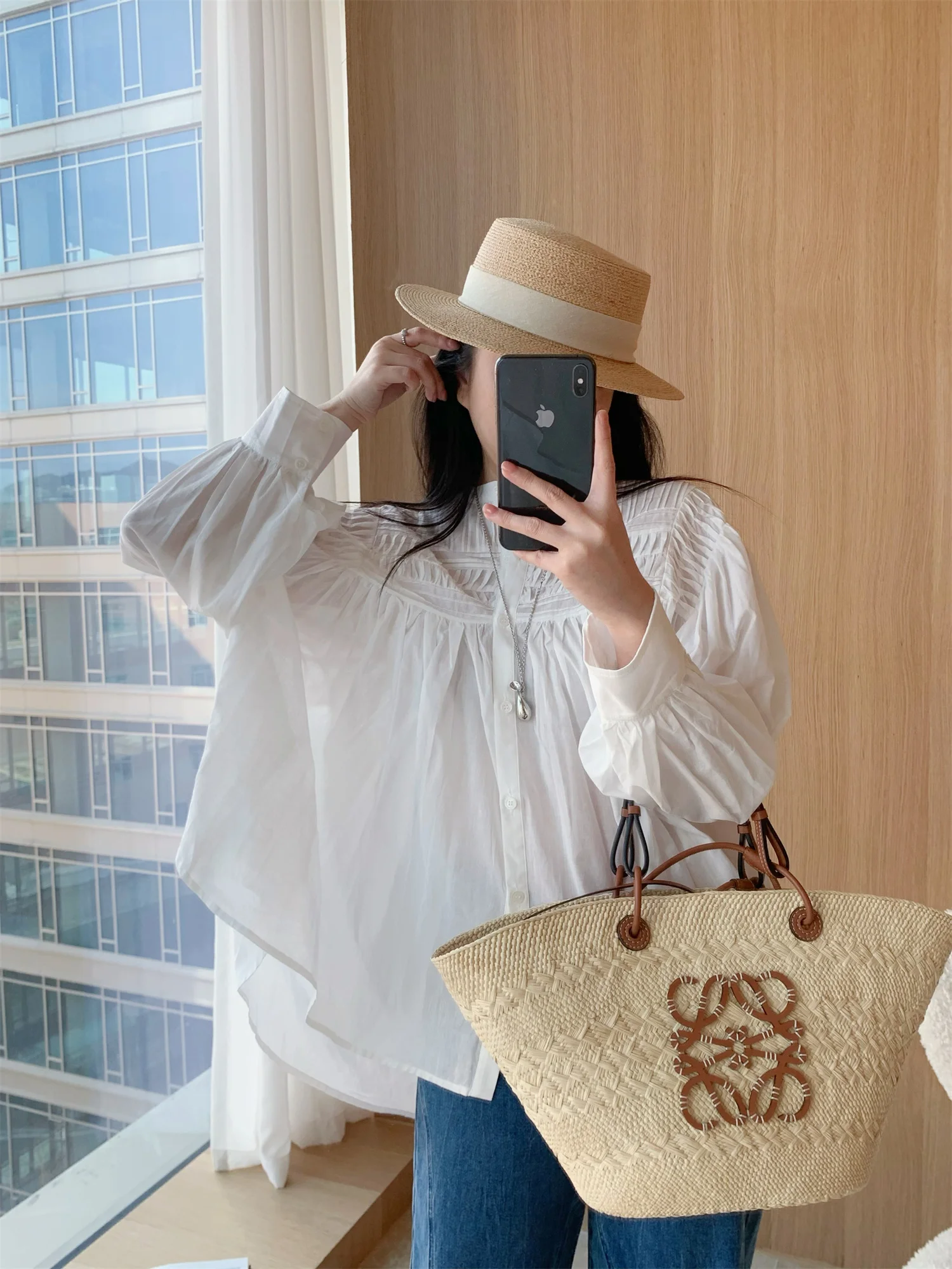 

Французская свободная рубашка из легкого дышащего чистого хлопка с длинным рукавом для женщин, весенняя модная повседневная рубашка с отворотами