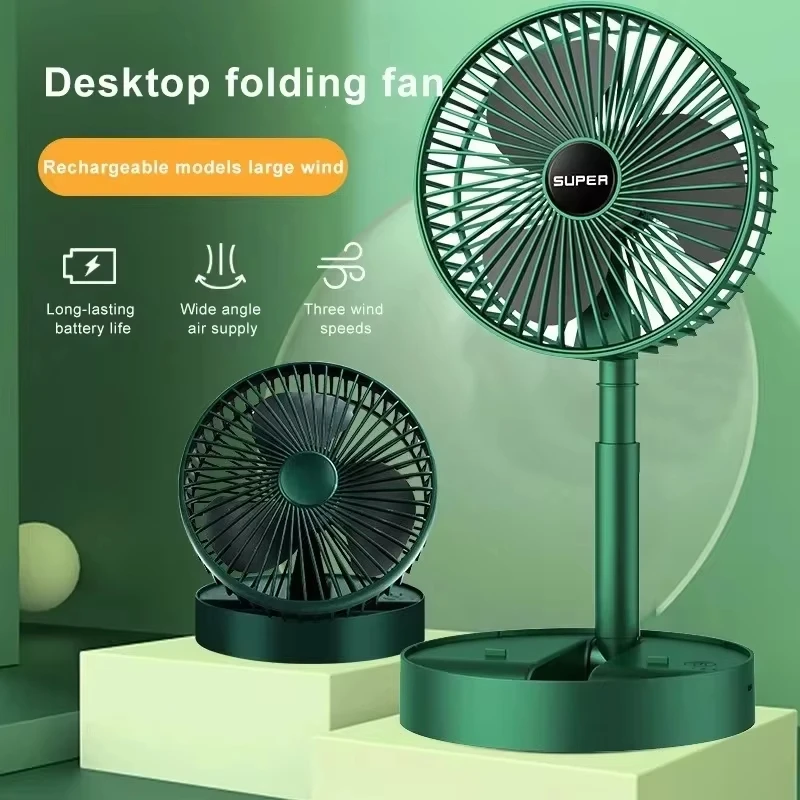 Opvouwbare verstelbare ventilator Kleine koelstandaard Desktop Home Elektrische ventilator USB oplaadbare draagbare superstille intrekbare hoogte