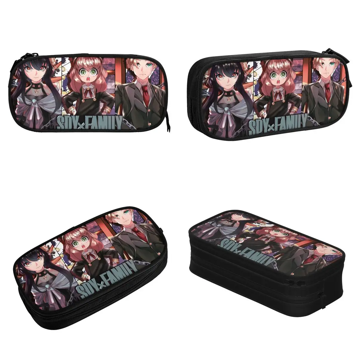스파이 X 패밀리 필통 포저 애니야 요르 로이드 애니메이션 필통 학생용 대용량 수납 가방 사무용품 문구