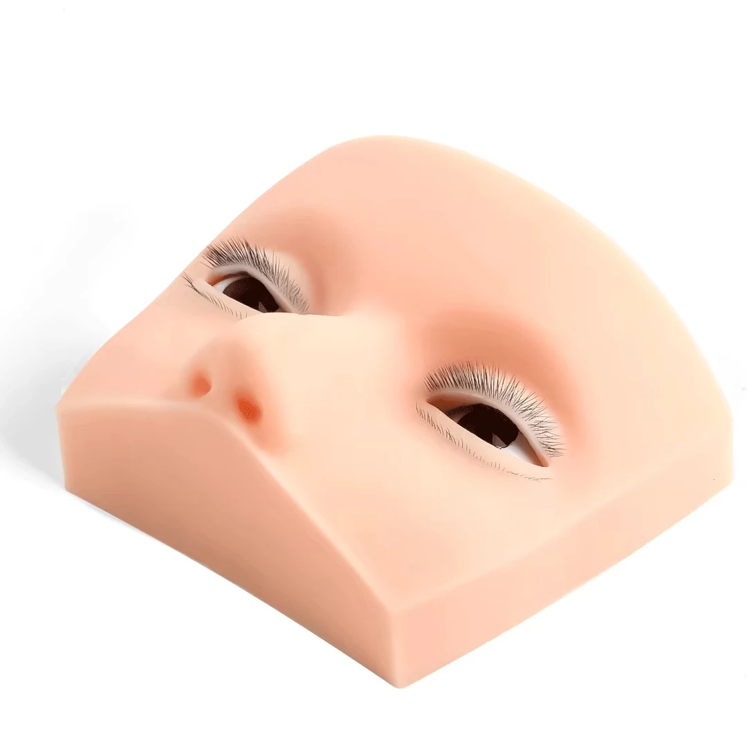 Hot 4-Layer Mini Mannequin for Eyelash Extension Training Open Eye Silicone Face Board with Upper & Lower Eyelids Practice Tool