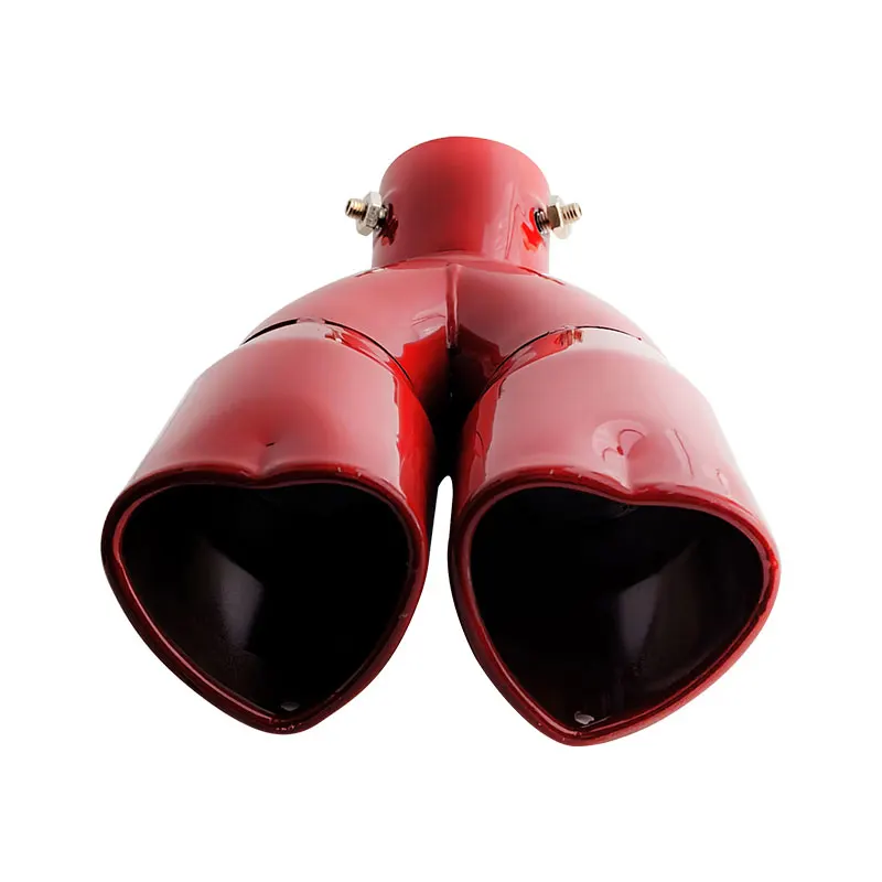1Pc Universal Double Outlet Heart-Shaped Tail Throat Automotive External Modification Accessory Car Exhaust Pipe Muffler
