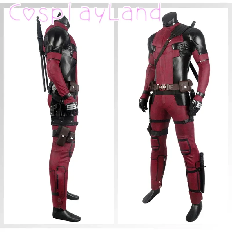 Carnival Halloween Costume Crimson Comedian Cosplay Outfit Captain Pool 2 Red Jumpsuit Outfit Comic Con Cos Roleplay Men Suit