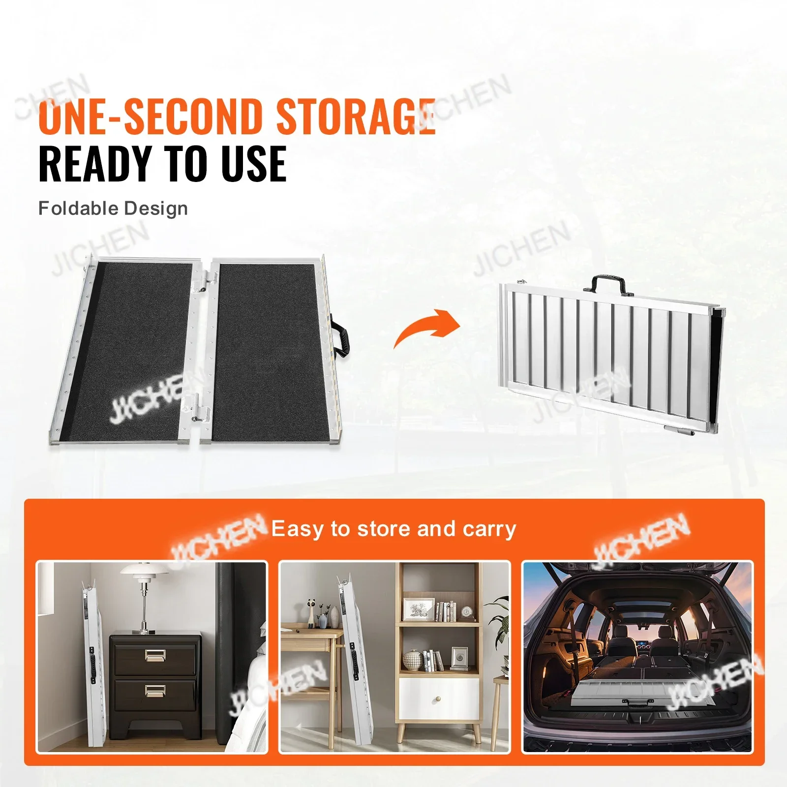 

ZH Portable Wheelchair Ramp 24/36/48/72in 800lbs Capacity Non-Slip Aluminum Folding Threshold Ramp Foldable WheelChairRamp