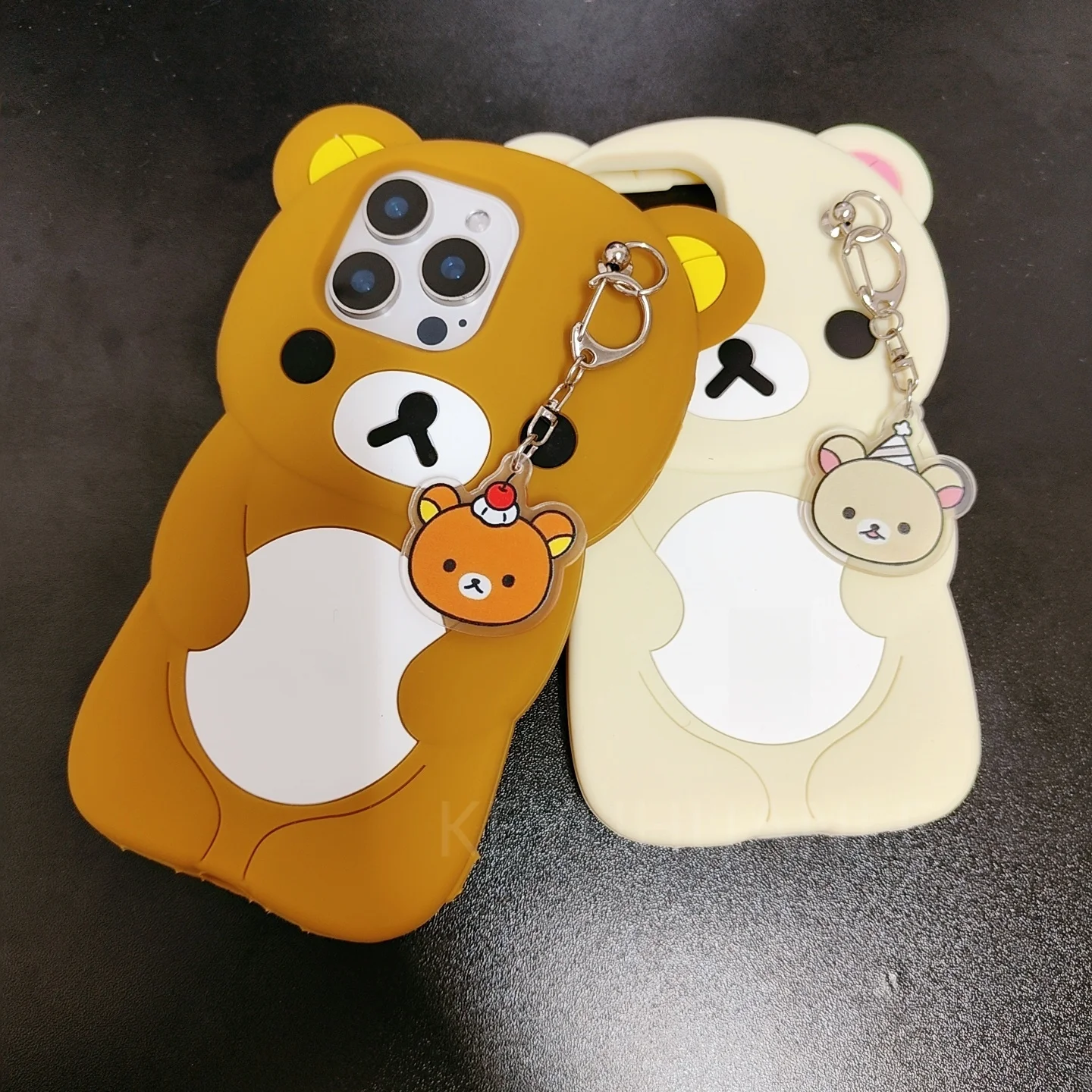 For Samsung Galaxy S25 Ultra S24 S23 Plus S24 Ultra S25Ultra Key Chain Rilakkuma Bear Silicone Soft Cover Case - náhled 2