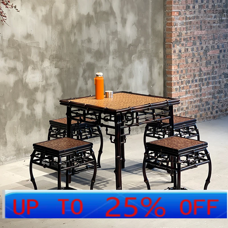 

LH Ming-style drum stool handmade round bamboo Chinese tea stool antique and old classical dressing stool