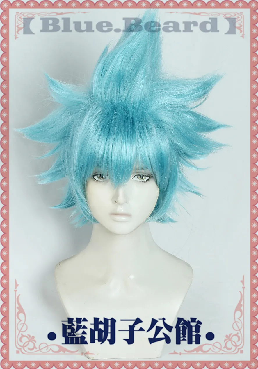 Black Star Cosplay Wigs Short Green Fluffy Layered for Halloween Carnival Party Props Synthetic Hair Heat Resistant Fiber