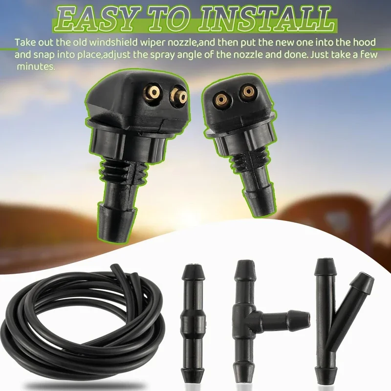 NEW Universal Car Auto Windshield Washer Hose Wiper Blade Pipe Jet Spray Nozzle Water Fluid Tube Joiner Connector Replacement Ki