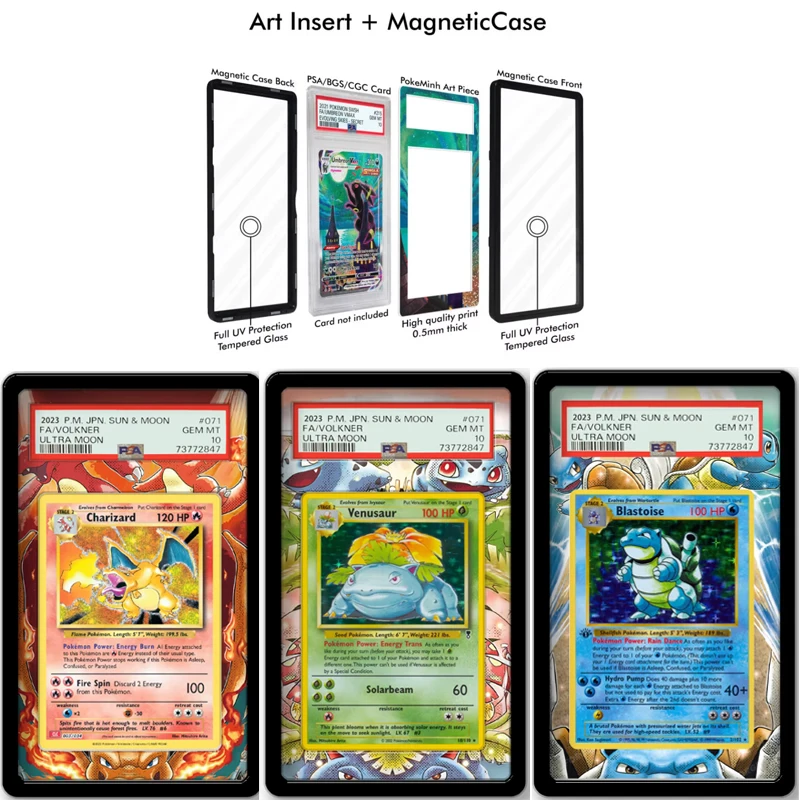 البوكيمون Blastoise Bulbasaur أنيمي بطاقة تمديد الفن عرض حالة جمع بطاقة تمديد اللوحة Psa رف شاشة باستثناء #1