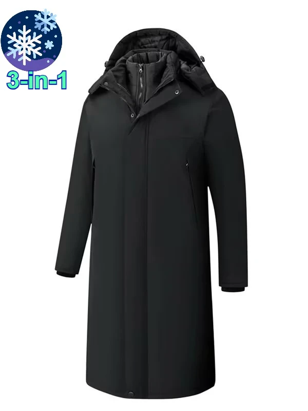 

Outdoor 3 in 1 Warm Parka Men Winter New 2026 Snow Peak Hunting Cold and Windproof Padded Jacket Casual Sports Long Padding Coat