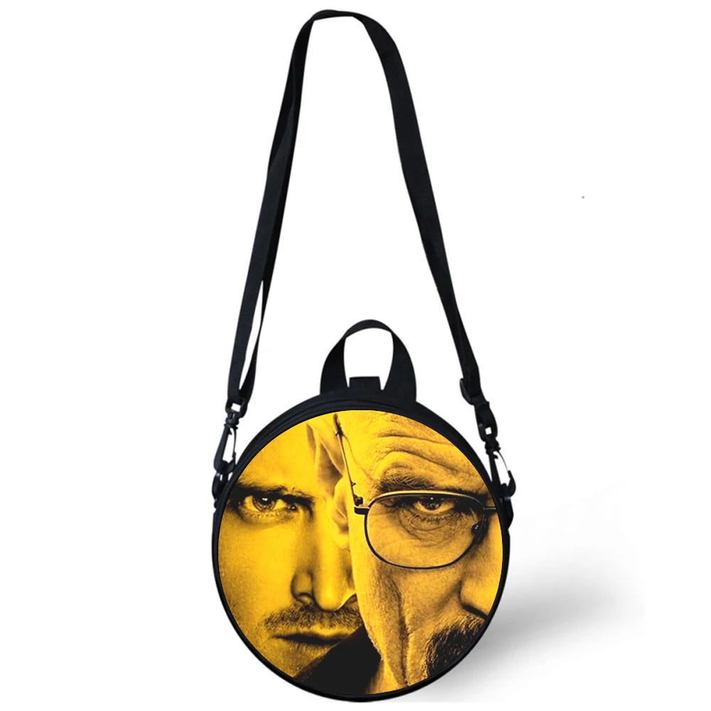 Breaking Bad dziecko przedszkole torba 3D druku torby na ramię Crossbody dla szkoły kobiety Mini okrągły Bagpacks Rugtas torba