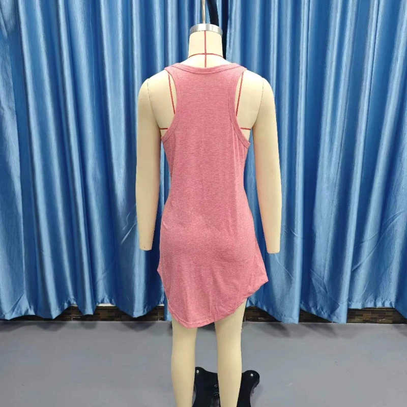 ชุดสตรีฤดูร้อน 2025 แฟชั่น U-คอแขนกุดสบายๆทุกวันตรงเสื้อกั๊กมินิชุดเสื้อผ้าผู้หญิงใหม่