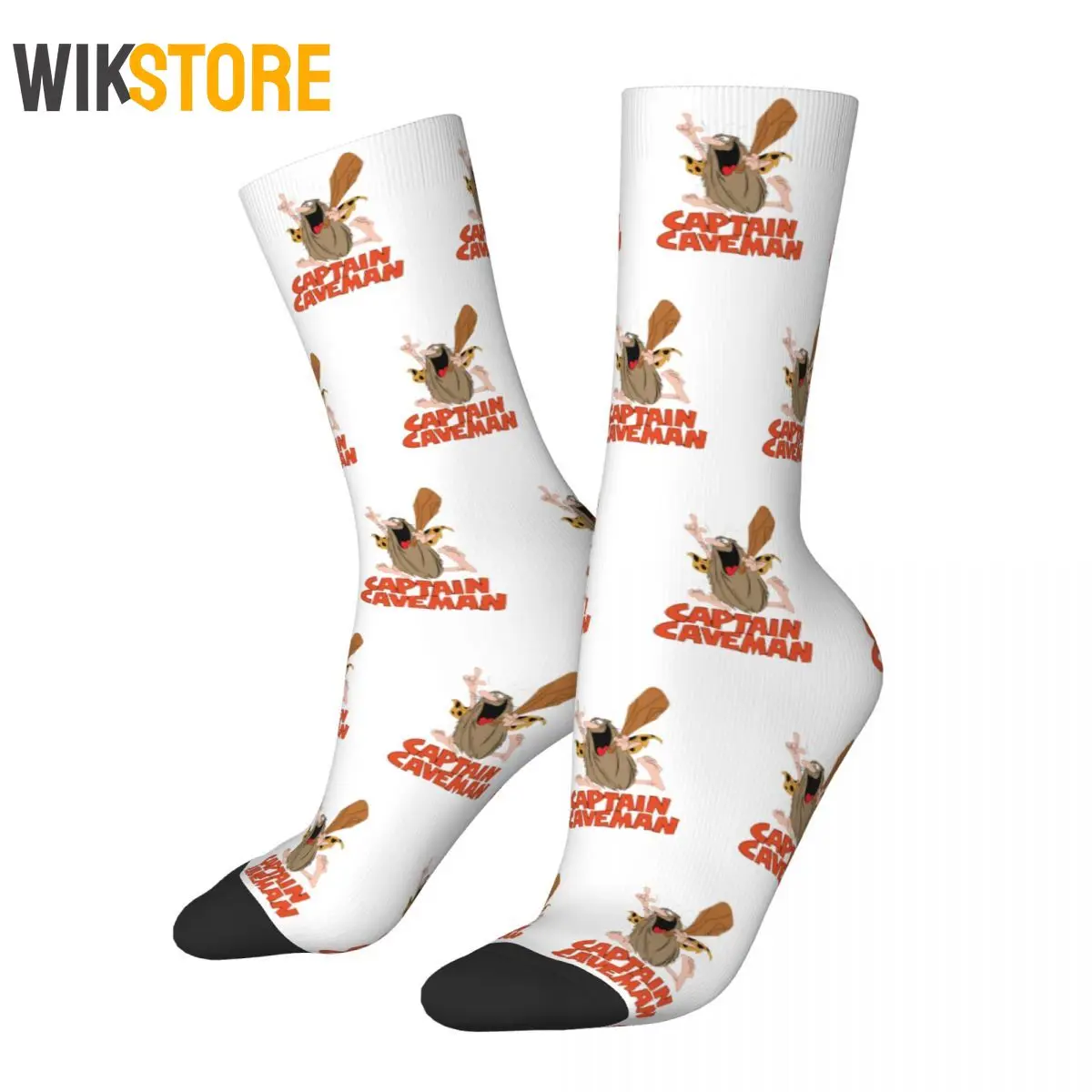 

Funny Colorful Men's Women's Captain Caveman Cavey Socks 1980s Cartoon Sweat Absorbing Middle Tube Socks Breathable Crazy Sock