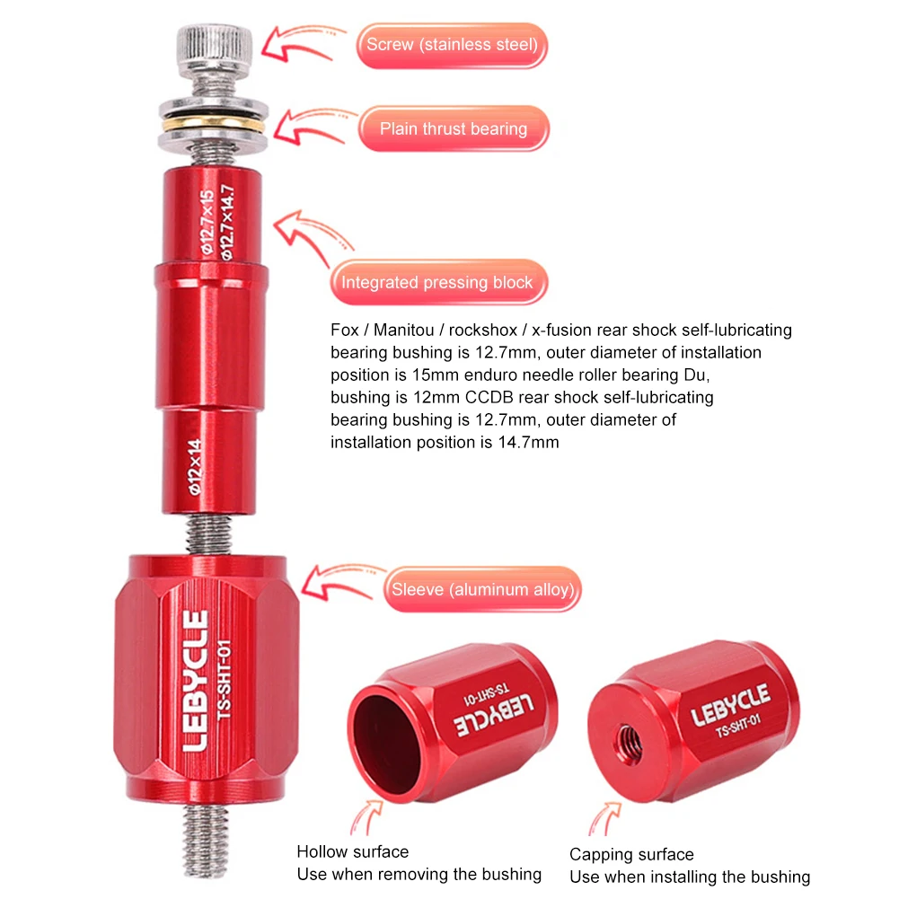 Bicycle Suspension Bush Removal Tool Removal Press-In DNM DU Bushing FOX Rear Shock Absorber Bushing Pressed Into DNM Rear Bile