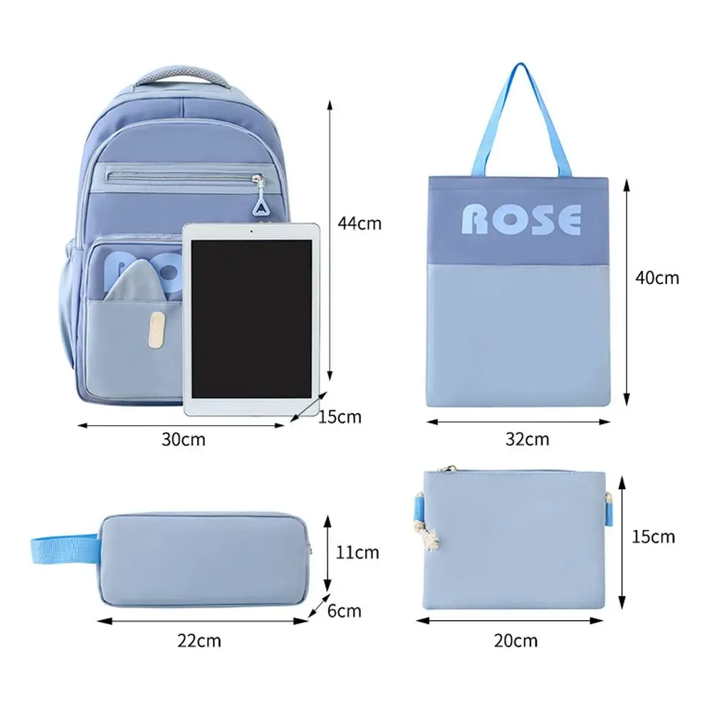 4Pcs/Set Simple Large Capacity 4 in 1 Backpack Breathable Multifunction School Bag School Rucksack Casual Book Bag Travel