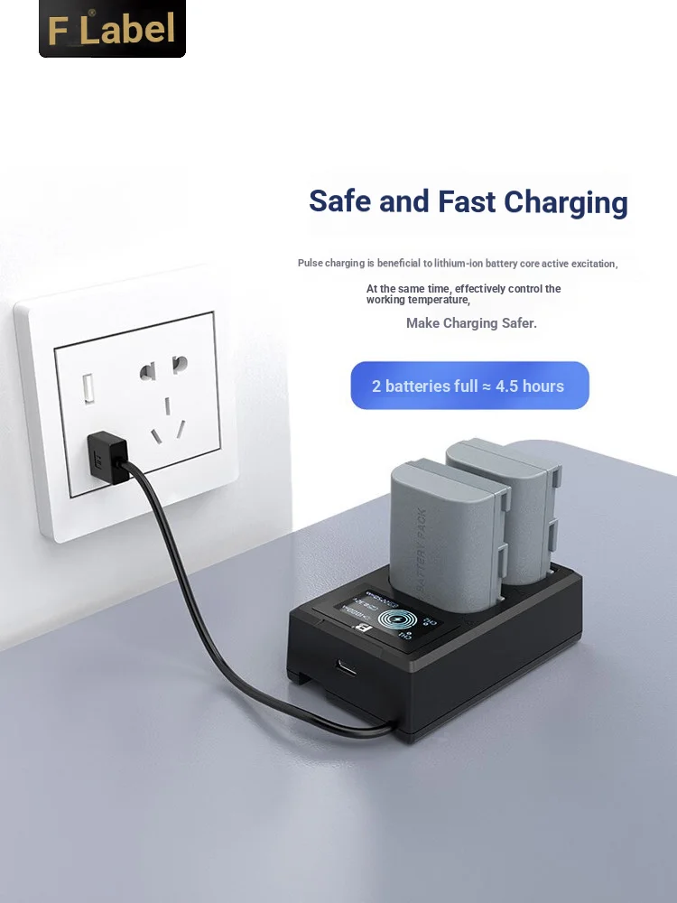 Camera charger for Canon LP-E6 dual charger R/R5/R6II/R7 mirrorless charger 5D4 90D 5D3 80D 6D2 DSLR camera E6NH E6P charger