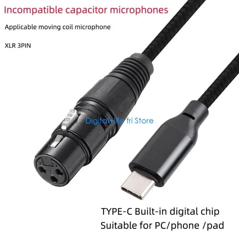 E06D USB C XLR Female 케이블 마이크 케이블 유형 C XLR Female 마이크 케이블