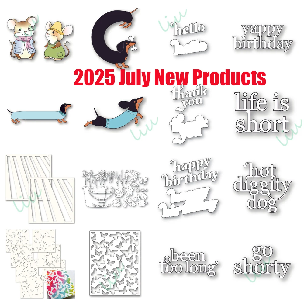 

2025 July New Butterfly Plate Long Dachshund Mouse Metal Cutting Dies and Stencils for DIY Hand-Made Decorate Photo Album Diary