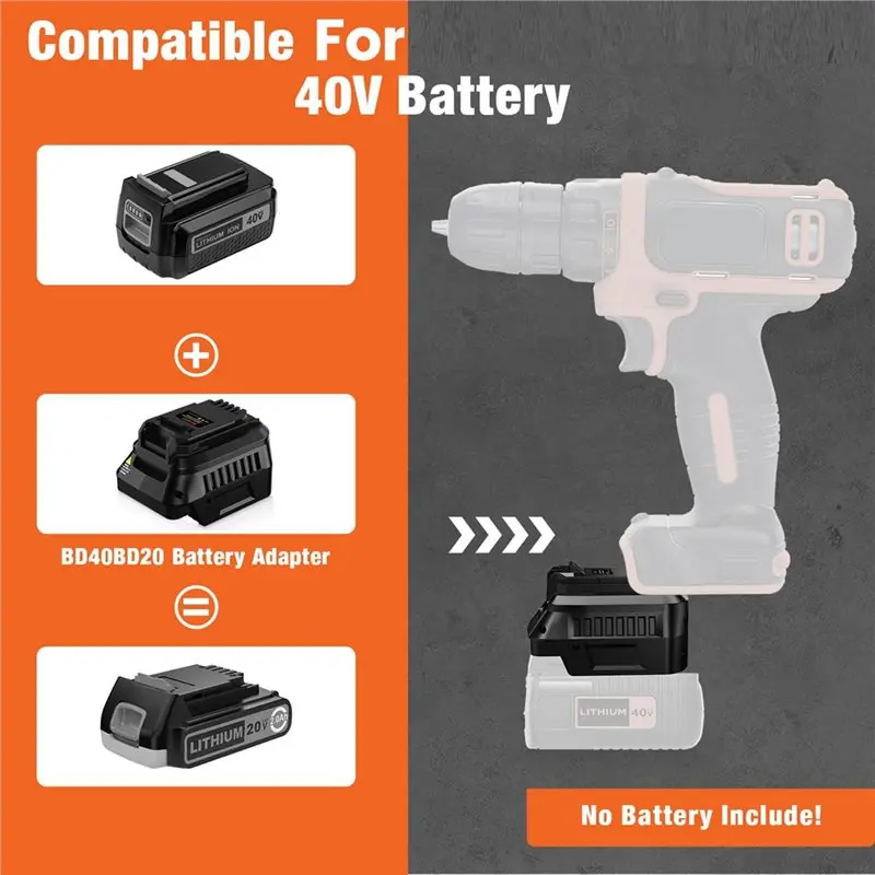 【RECOMENDAR】Adattatore batteria per batteria al litio da 40 V per Black And Decker Converti in lavorare utensili elettrici a batteria da 20 V
