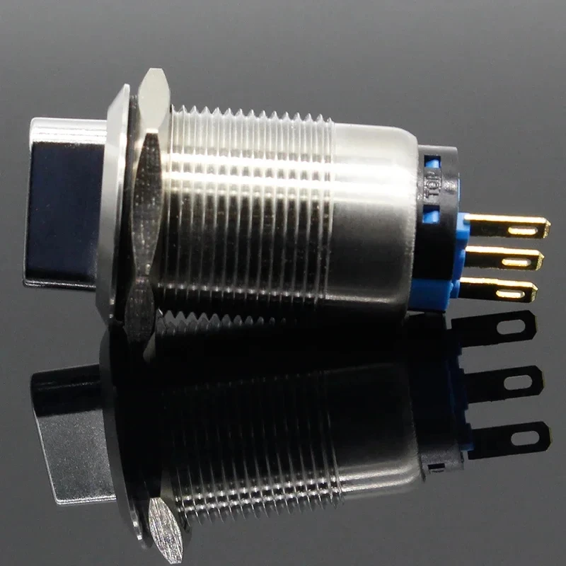1PC 19mm 2/3 Position Switch Push Button Switch DPDT Metal Selector Rotary Switch with Waterproof Stainless Steel