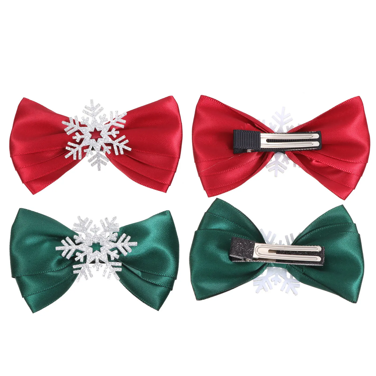4 stuks Sneeuwvlok Haarspeldjes Kerst Clips Voor Meisjes Feestaccessoires Boog-Knoop Haarspeldjes Kerst Haarspeld Carnaval Bruiloft Stijlvol