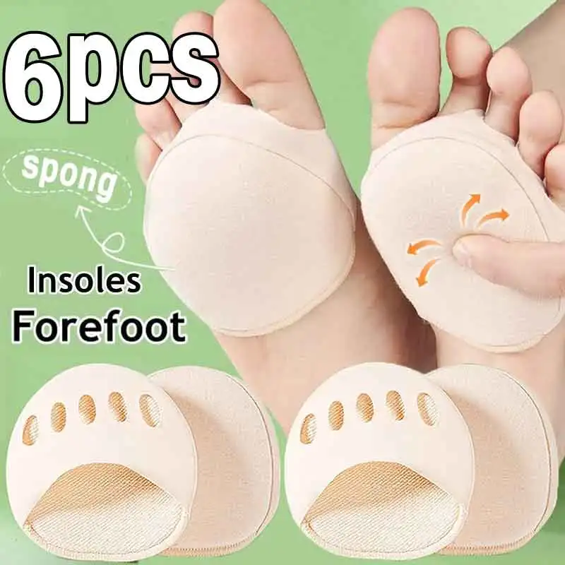 2/6Pcs Five Toes Forefoot Pads for Women High Heels Half Insoles Calluses Corns Foot Pain Care Absorbs Shock Sock Toe Insert Pad