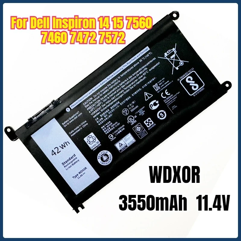 

Battery WDXOR 11.4V 42Wh for Dell Inspiron 14 15 7560 7460 7472 7572 7000 P69G001 5378 5379 5770 5570 P69G Vostro 5471