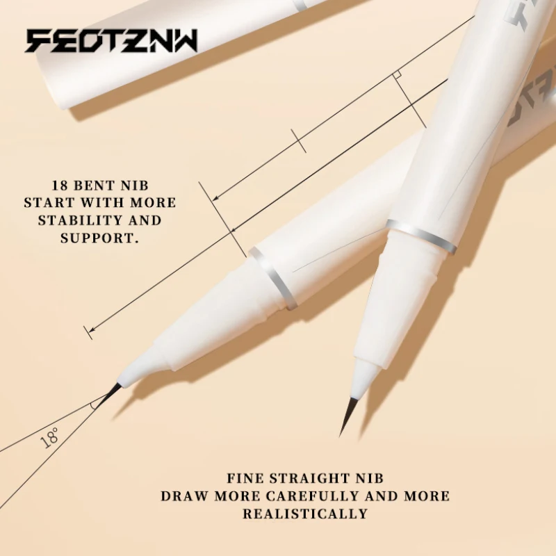 Feotznw eyeliner a piume fini, impermeabile e duraturo senza sbavature, adatto ai principianti, eyeliner ad asciugatura rapida
