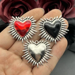 4pcs 32*36mm Antique Silver Barbed Wire Sacred Heart Pendant Designer Charms Fit Jewelry Making DIY Jewelry Findings Making