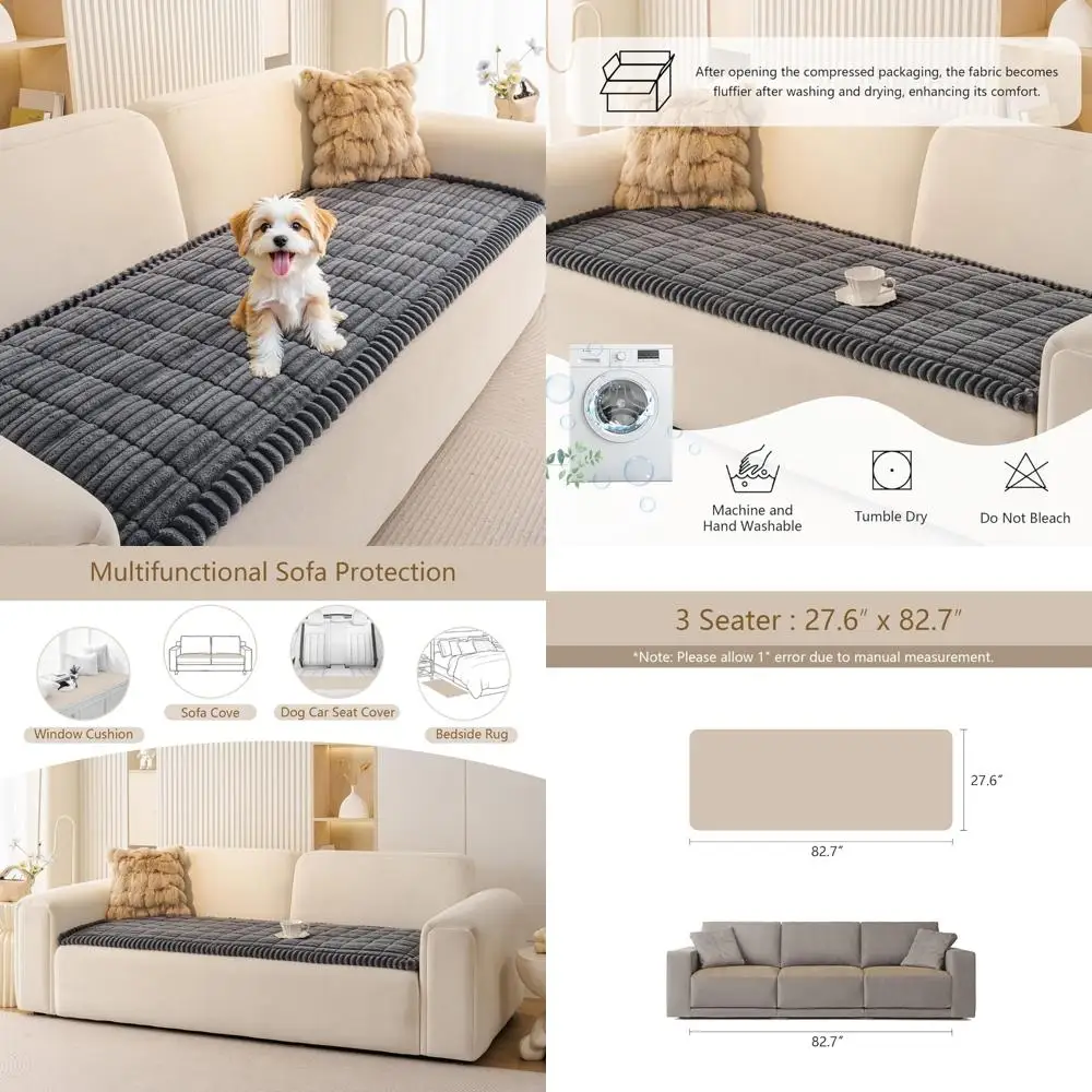 

Моющийся чехол для дивана, приятный для домашних животных, для дивана с 3 подушками, нескользящая защита для дивана, мягкий и удобный, идеально подходит для собак, легко закрывается