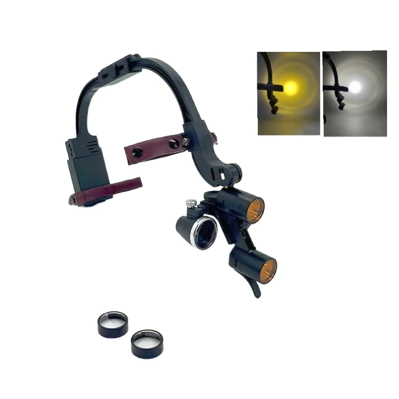 Dental LED Headlight Binocular Loupes 2.5X 3.5X Headband Type 5W Dentist Surgical Headlamp Binocular Magnifier