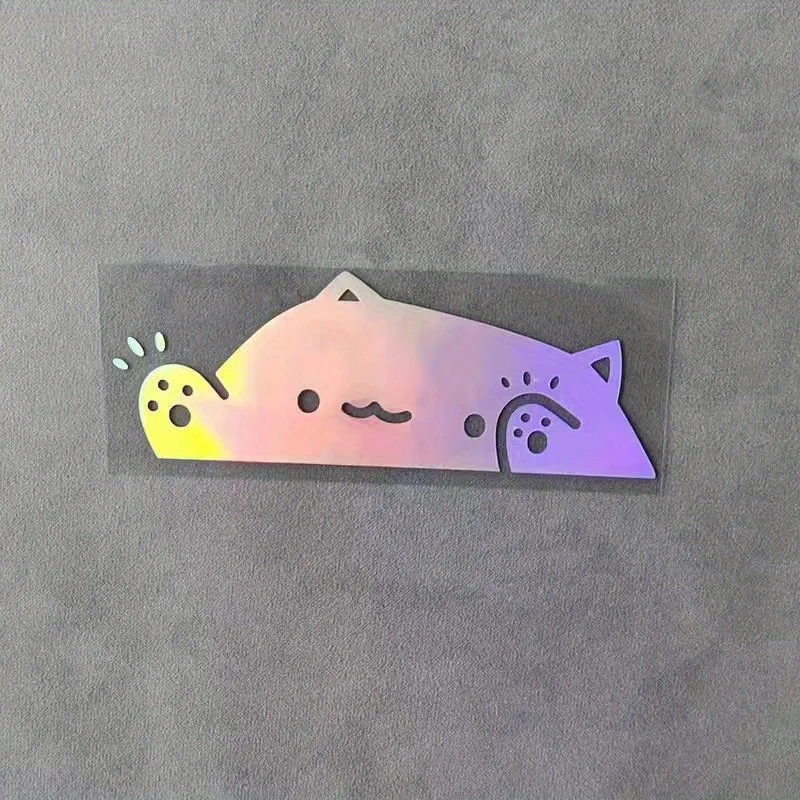 Cute Kitten Knocking Window Vinyl Car Sticker, Creative Pet Decal for Car Window & Scratch Cover