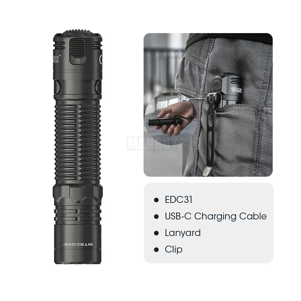 Sale Nitecore EDC31 3500 Lumens USB-C Rechargeable 9 x LED Outdoor EDC Flashlight Gear Law Enforcement Tactical Camping Lighting