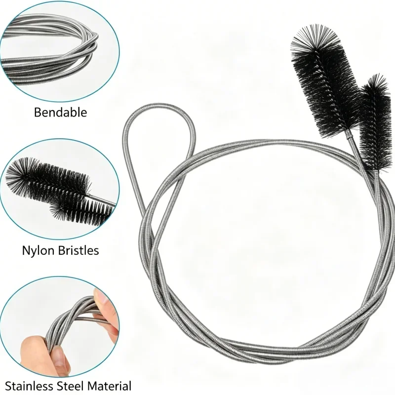 Flexible Spring Tube Brush Aquarium Hose Cleaner for Fish Tank Filter Bucket in Out Pipe Algae Dirt Removal Aquatic Care Supply