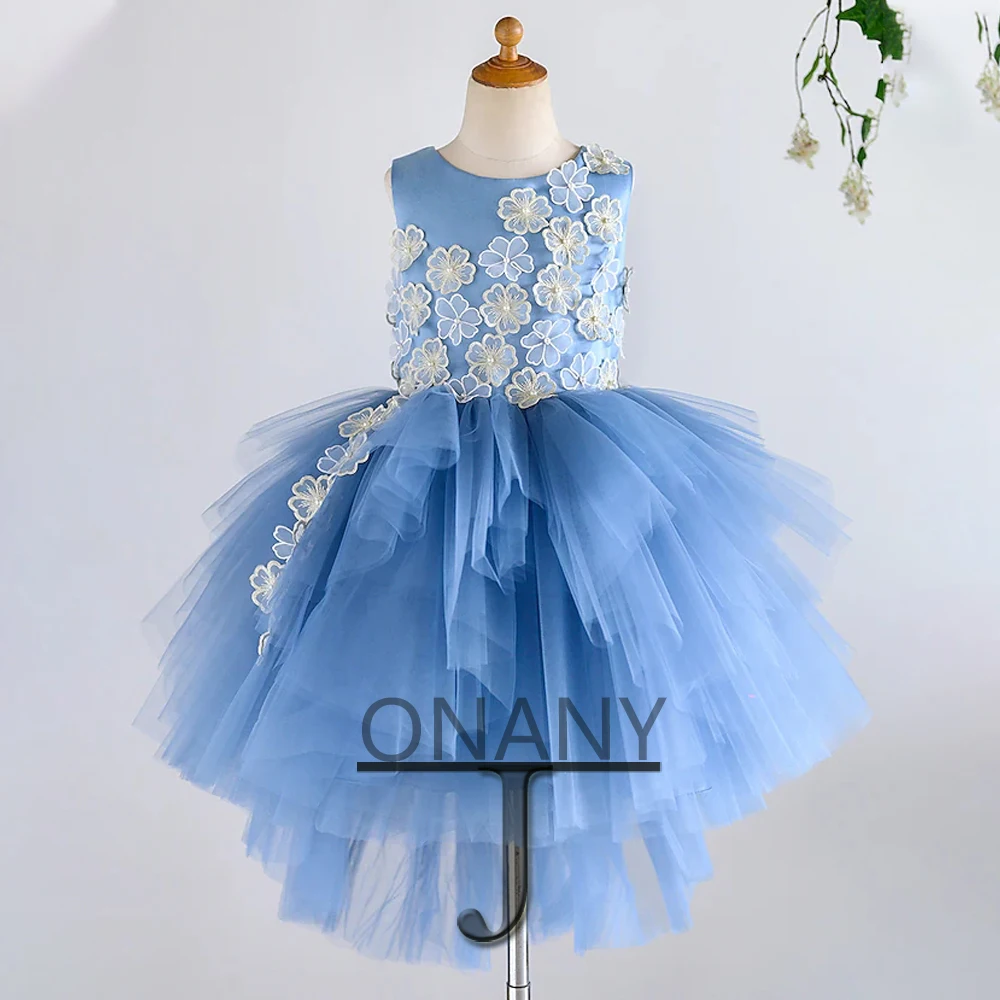 

JONANY Trendy Aline Flower Girl Dress Layered Appliques Custom Made Baby Birthday Dress Pageant Gown Communion Comunión Vestido