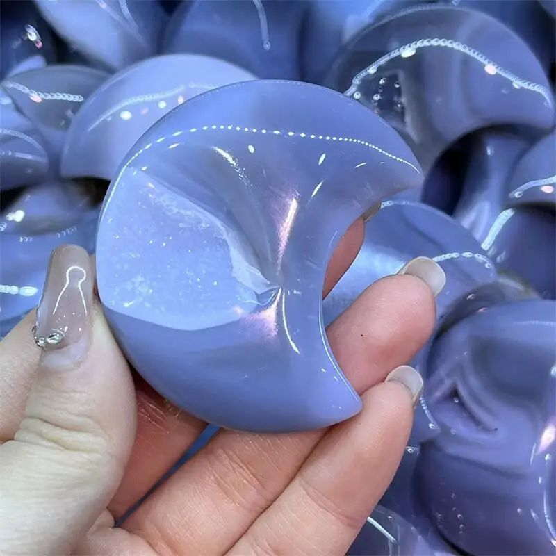 

500g Natural Agate Geode Moon Carving Animals For Chakra Healing Room Decor Home Decoration Accessories 1PCS