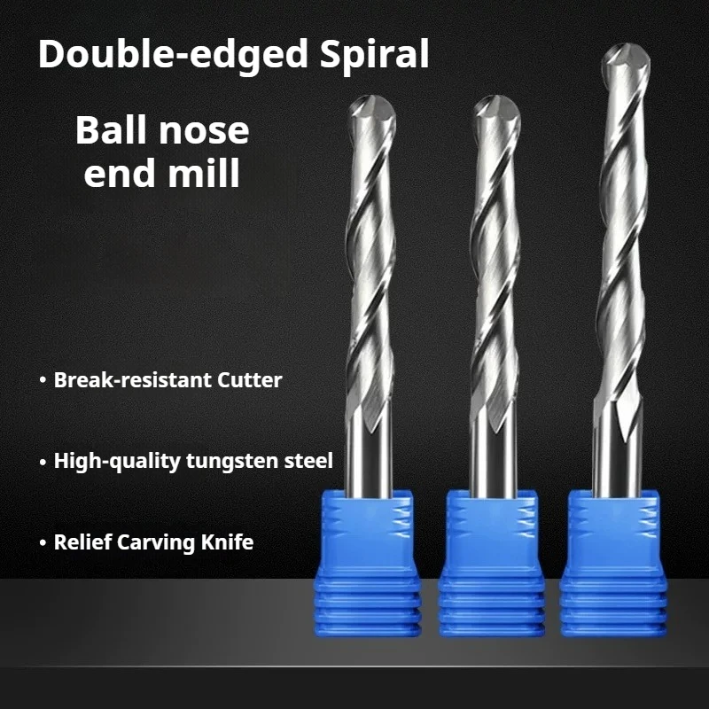 

3.175mm Shank 2-Flute Ball Nose End Mill, 4mm Cutting Dia Spiral Router Bit for Acrylic PVC MDF 3D Engraving
