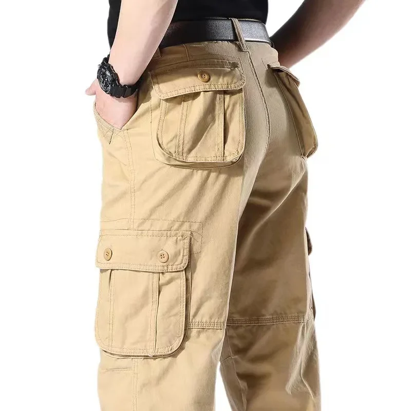 Multiple Pockets Baggy Pants Men's Outdoor Sports Jogging Tactical Pants Cotton Solid Casual Cargo Pants Y2k Men Clothing