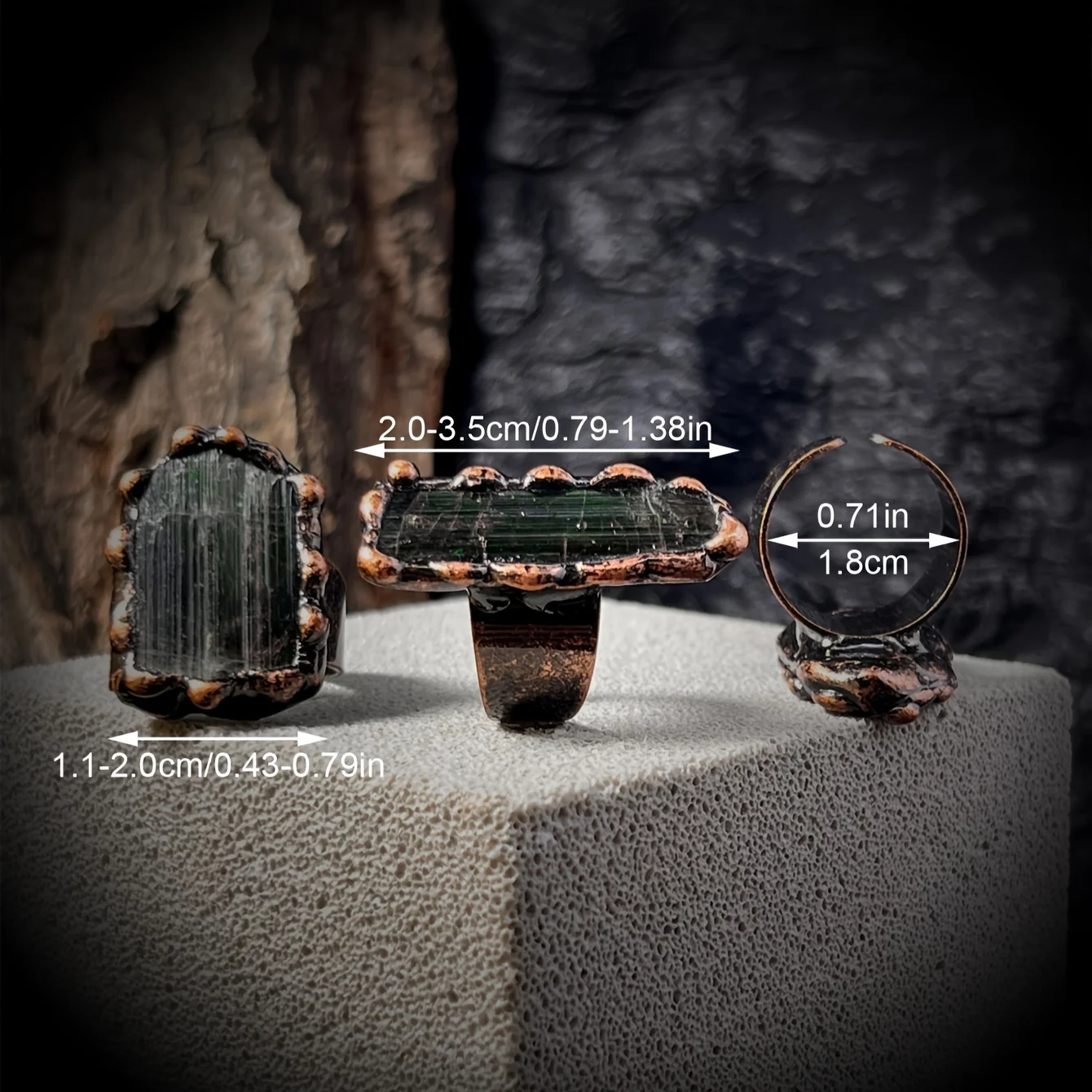 YEEVAA 1pc Vintage Cuff Ring Inlaid Dark Green Tourmaline Suitable For Men Women Match Daily Outfits Party Accessory Gift