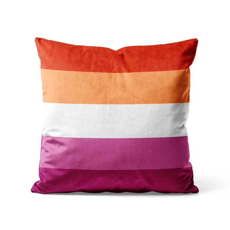 Gaslight Gatekeep Girlboss Orange Pink Lesbian Flag 5 Stripes Throw Pillow Covers Cushion Cases Pillowcases for Sofa 45cm x 45cm