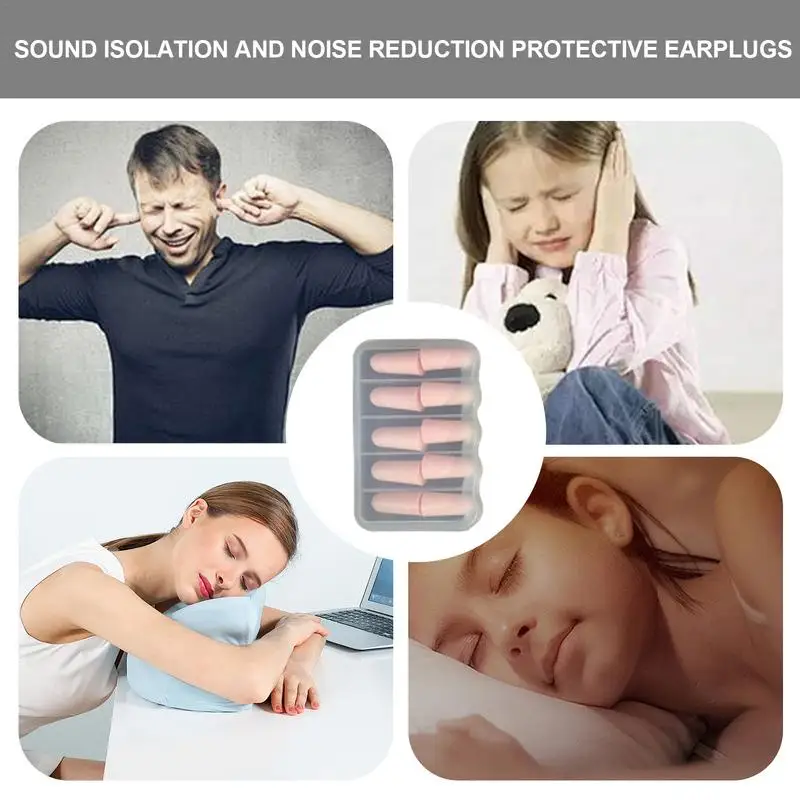 سدادات أذن هادئة لتقليل الضوضاء ، سدادات أذن إسفنجية قابلة لإعادة الاستخدام ، سدادات أذن متعددة الوظائف لتقليل الضوضاء ، 5 أزواج