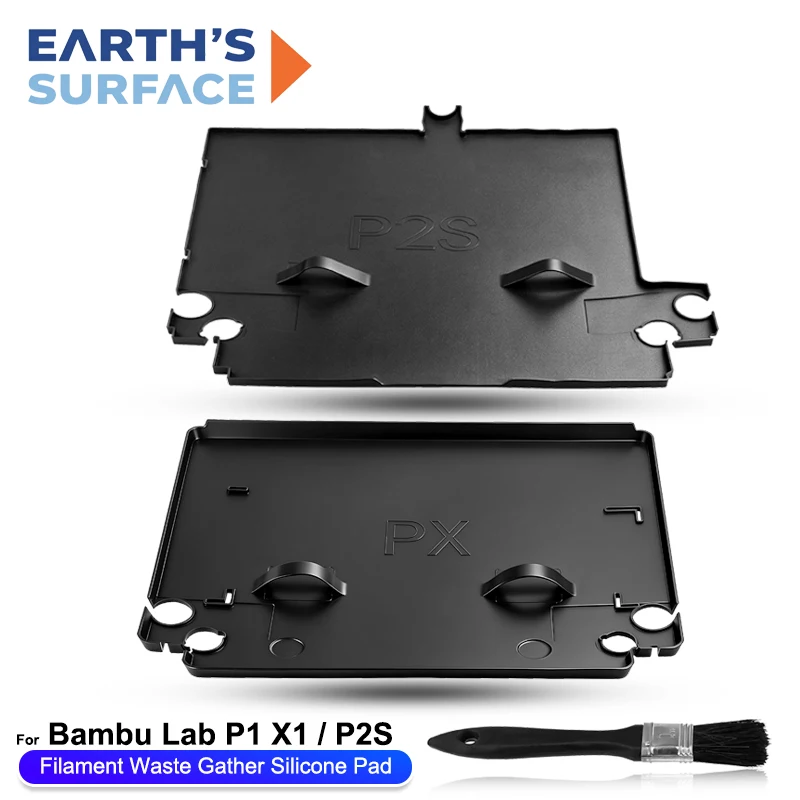 3D Printer Silicone Rubbish Pad for Bambu Lab P1 X1 P2S Precision Molding Integrated Handles Raised Edges Filament Waste Gather