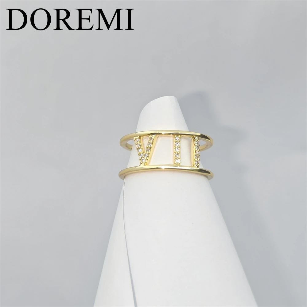 

lateefah personalized Custom jewelry 6mm crystal hollow letter ring gold-plated jewelry name Zircon Roman digital ring