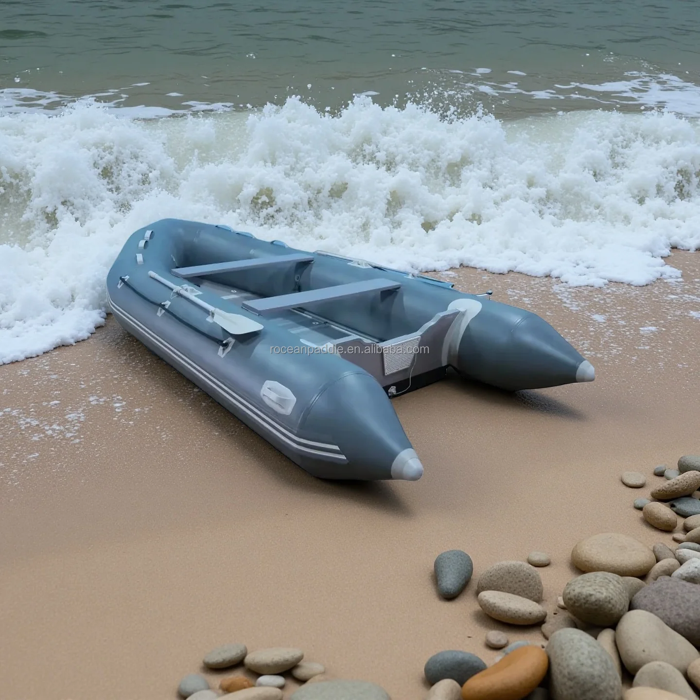 Wholesale 3.3m 3.6m 3.8m Inflatable Aluminum Rubber Boat PVC Fishing Speed Rowing Boat With Optional Motor Bimini Top