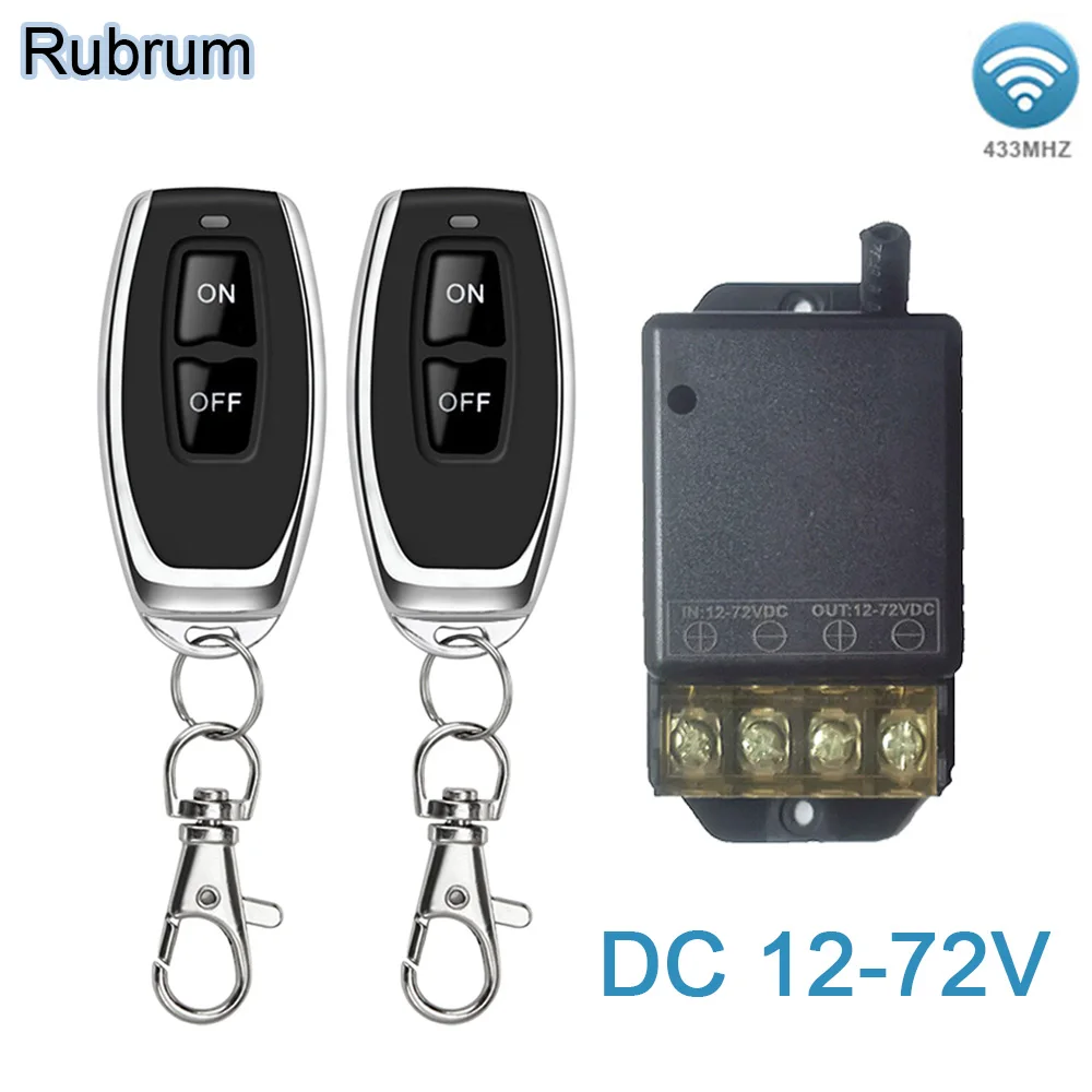 Rubrum High Power 433MHz Wireless Universal Remote Control Switch DC 12V 24V 48V 60V 72V 30A Receiver Module For Car Water Pump